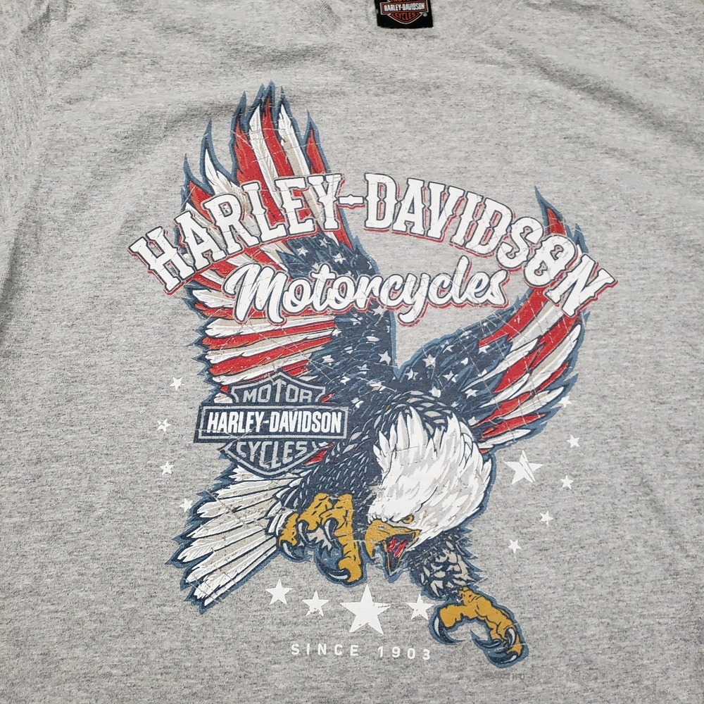Harley Davidson Shirt Mens Large Gray Short Sleeve Motorcycle